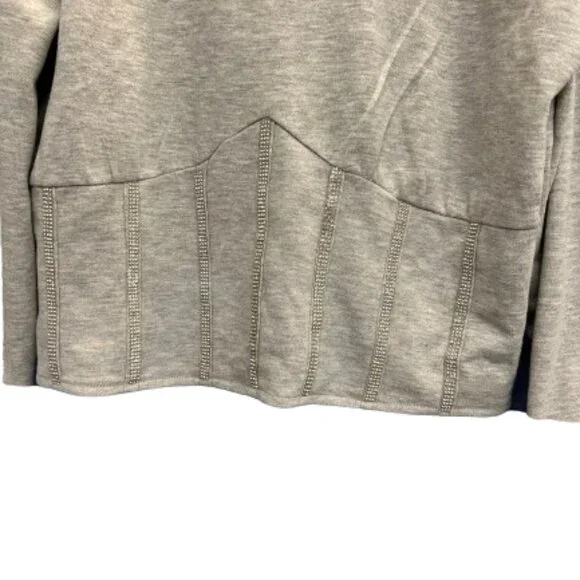🤍 A Love Story Rhinestone Light Gray Long Sleeve Cropped Sweatshirt – Size XL - Picture 5 of 8
